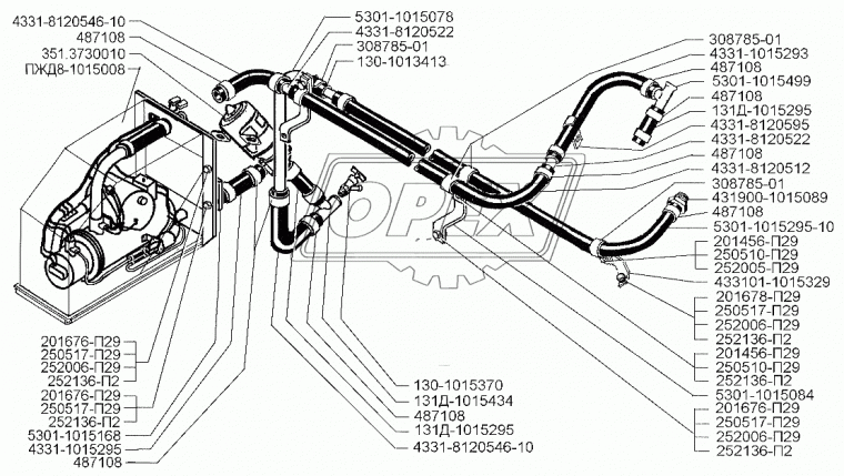 431900-1015089 Фитинг (штуцер) прямой; под шланг ф20/ Рнаруж=М33х2; К=36 L=56 подогрев. ЗИЛ